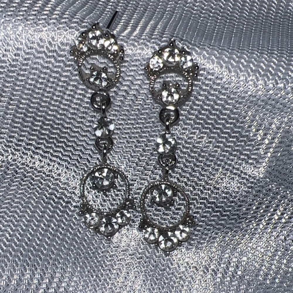Elegant Silver Crystal Drop Earrings